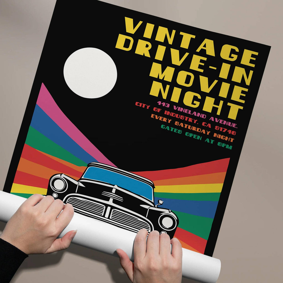 Retro Drive-In Movie Car Poster – HypeSheriff