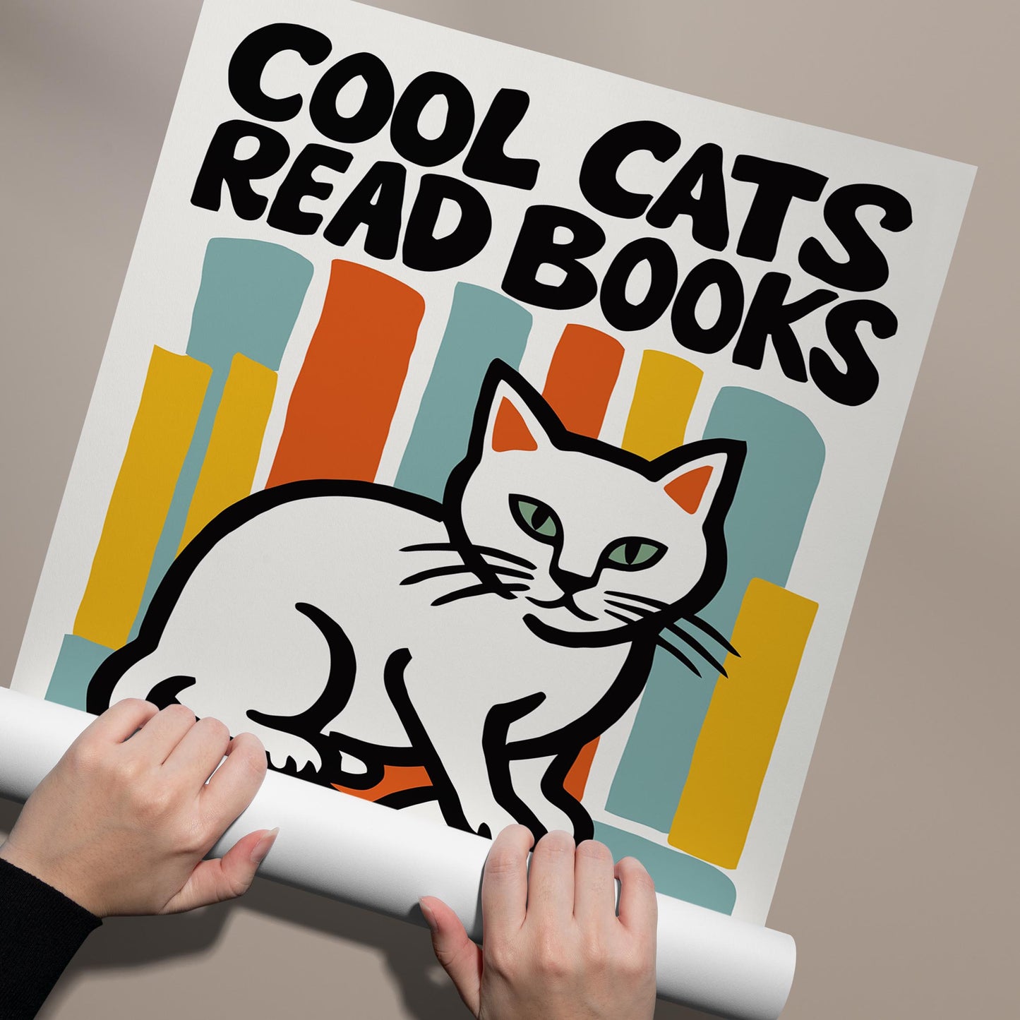 Cool Cats Read Books Poster