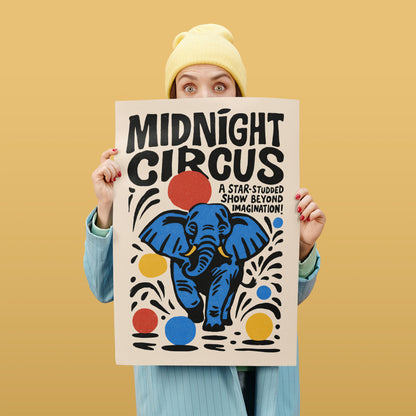 Midnight Circus Elephant Poster