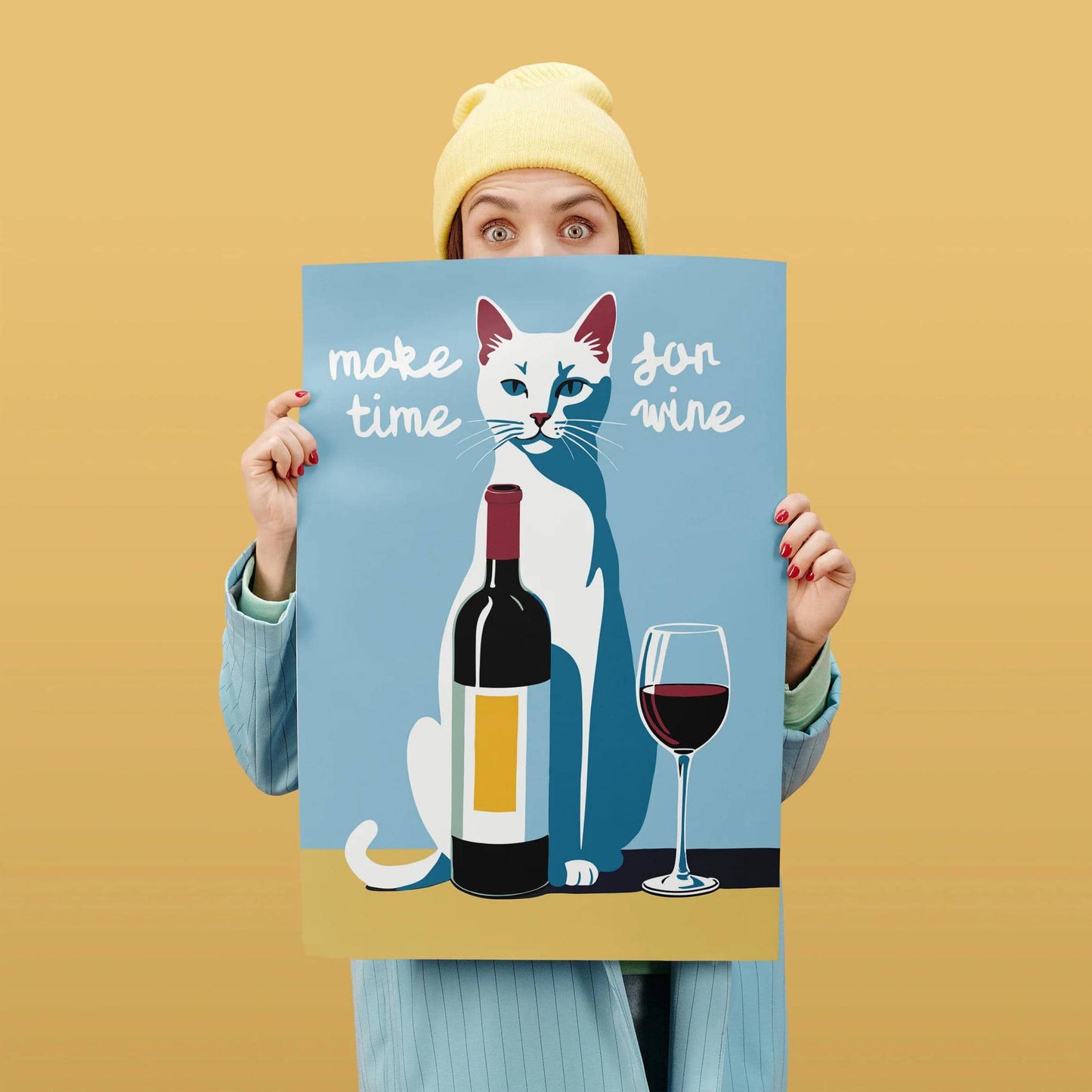 Make Time For Wine - Cat Poster