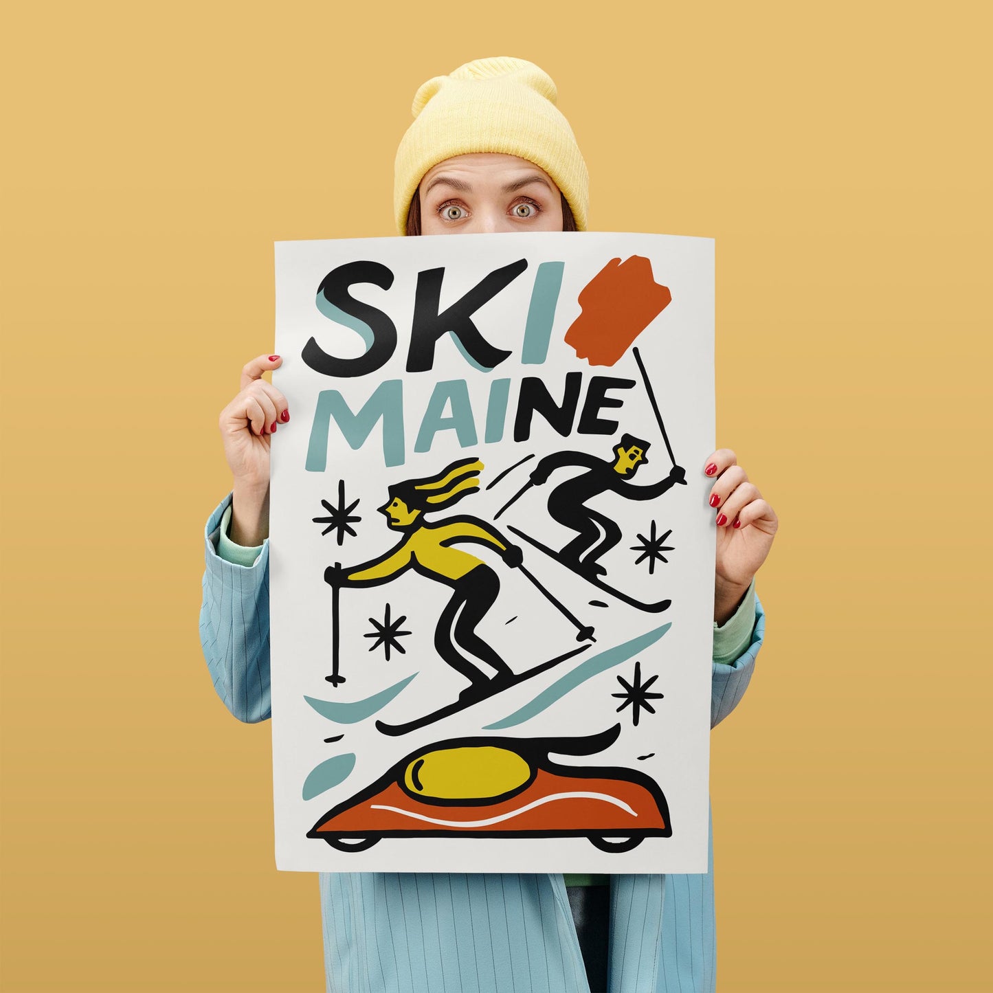 Ski Maine Retro Poster