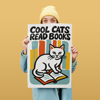 Cool Cats Read Books Poster