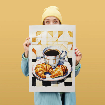 Coffee and Croissants Kitchen Poster