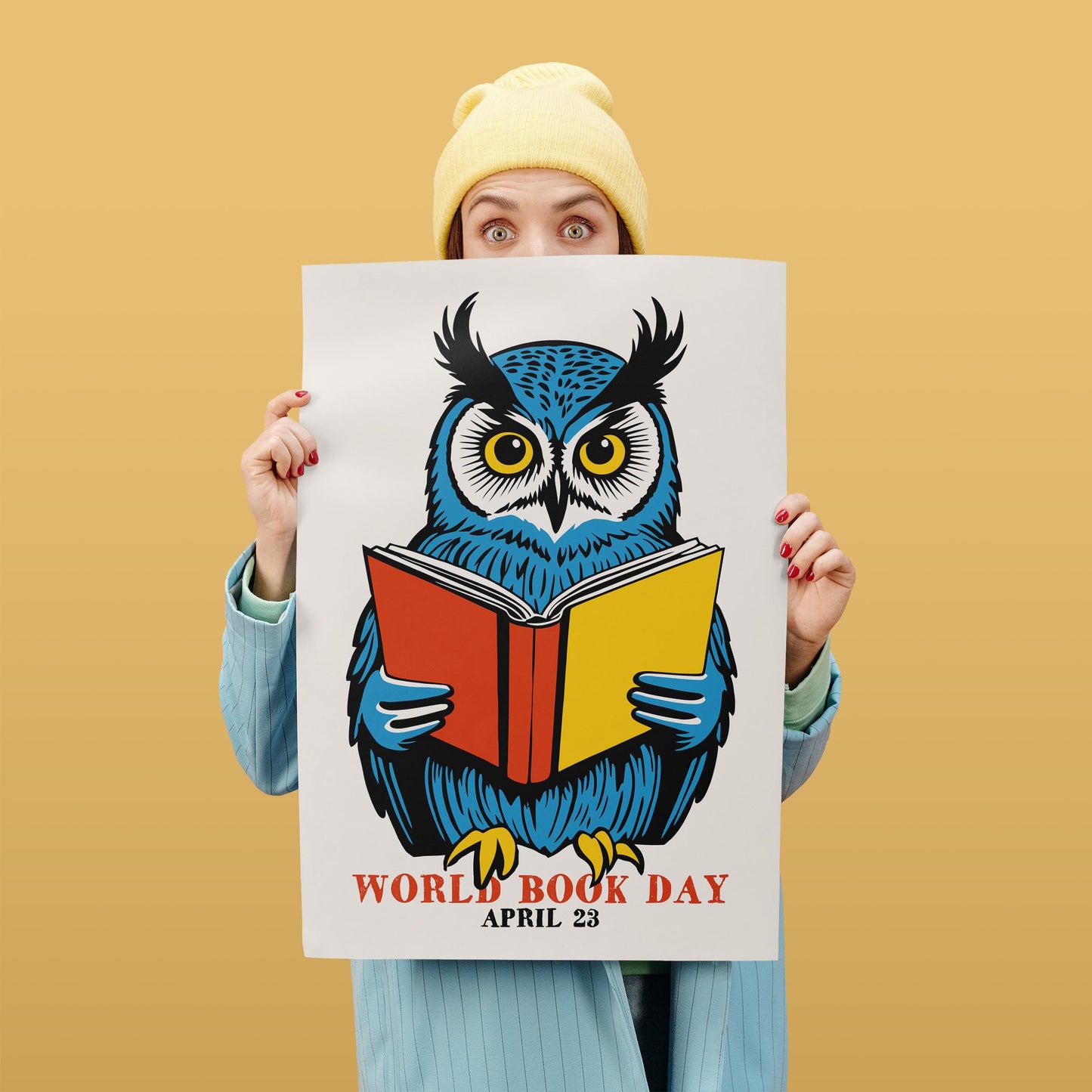 Reading Owl Poster World Book Day Wall Art