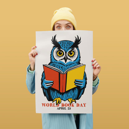 Reading Owl Poster World Book Day Wall Art