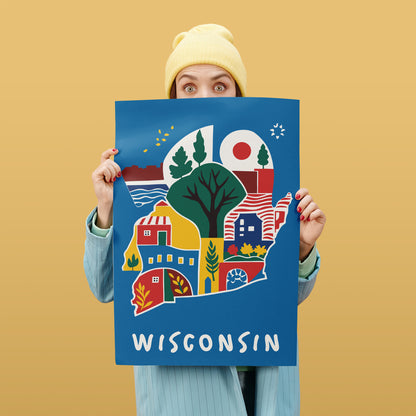 Wisconsin Blue Travel Poster