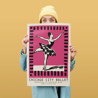 Chicago City Ballet - Retro Ballerina Poster