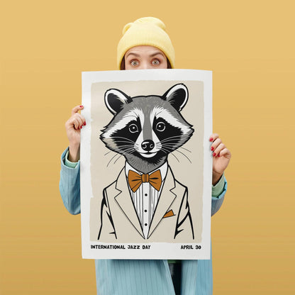 International Jazz Day Raccoon Poster