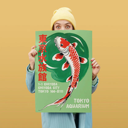 Tokyo Aquarium Retro Koi Fish Poster