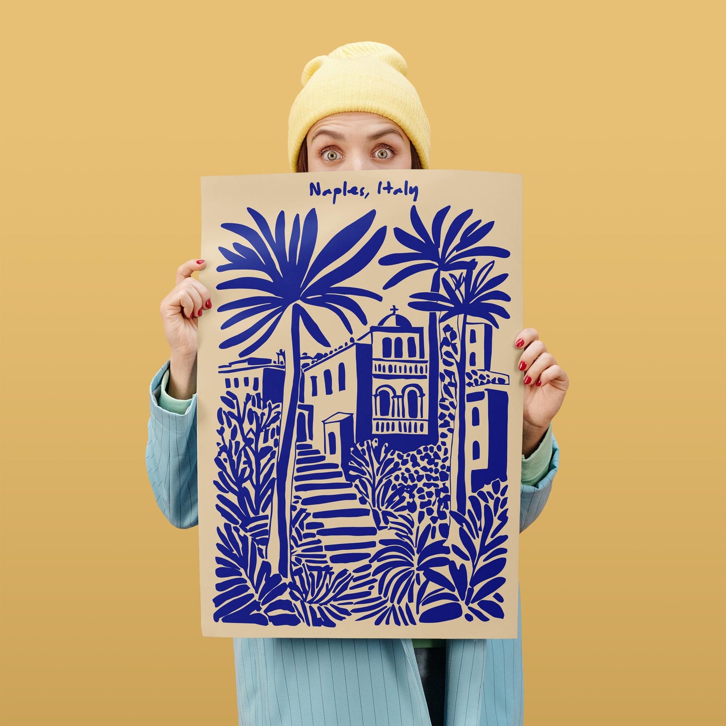 Naples Italy Blue Travel Poster