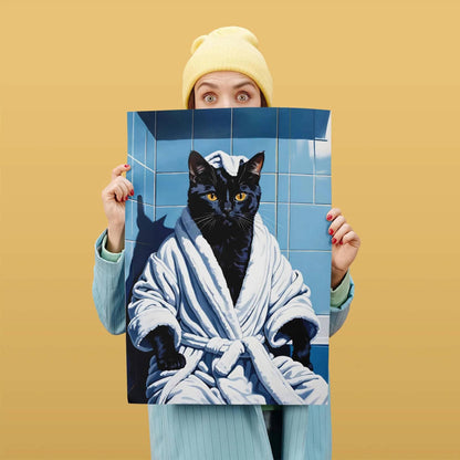 Funny Cat in Bathrobe Art Print