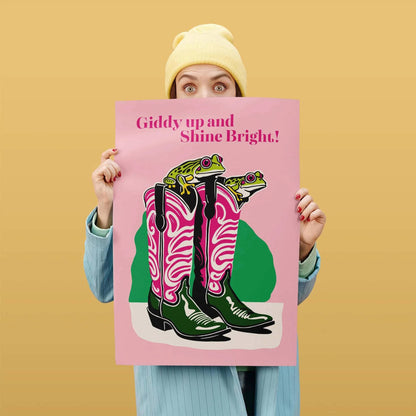 Giddy Up Frog Boots Art Print
