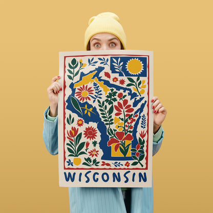 Wisconsin Retro Travel Poster