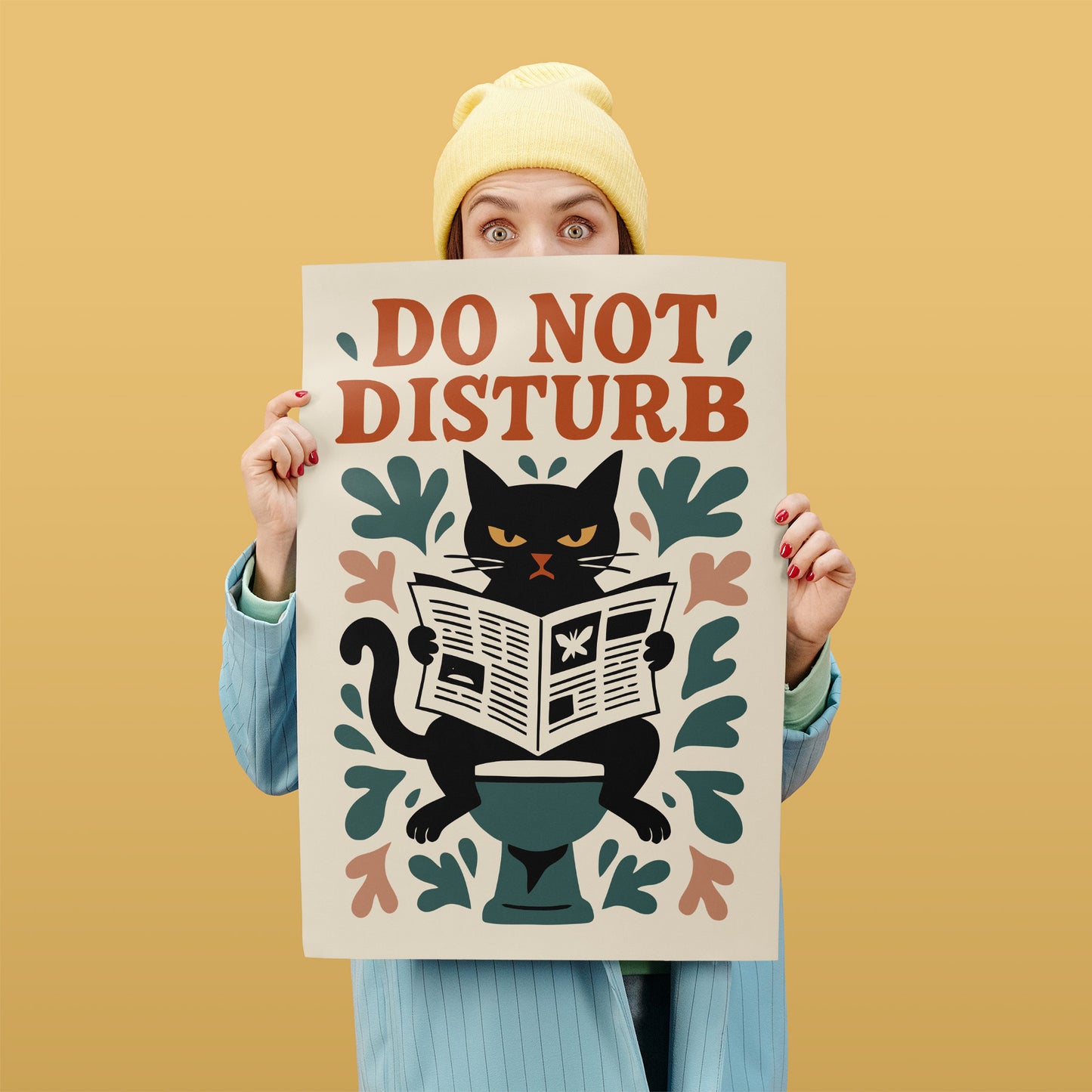 Do Not Disturb Cat Poster - Funny Bathroom Wall Art