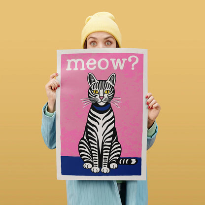 Cute Zebra Cat Meow Poster