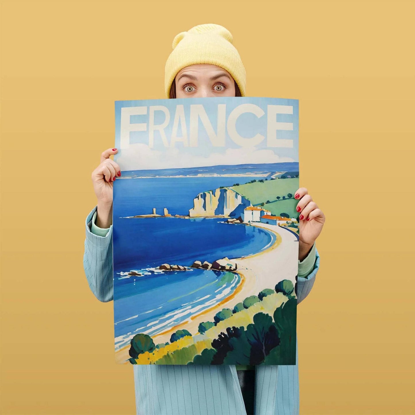 France Coastal Vintage Travel Poster