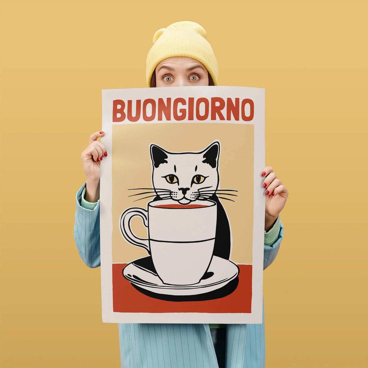 Buongiorno Cat Coffee Poster