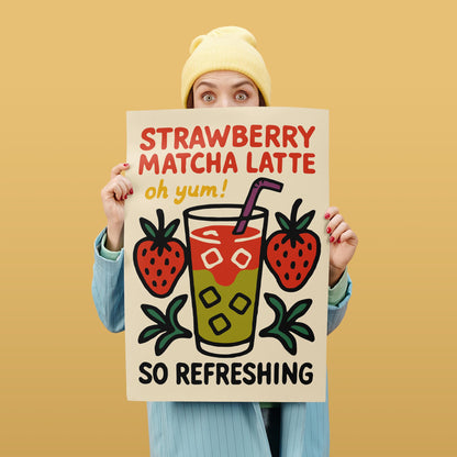Strawberry Matcha Latte Poster
