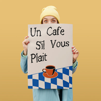 French Coffee Quote Poster