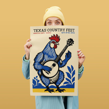 Texas Country Fest Rooster Poster Print