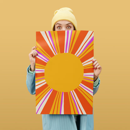 Yellow Sun Retro Modern Poster