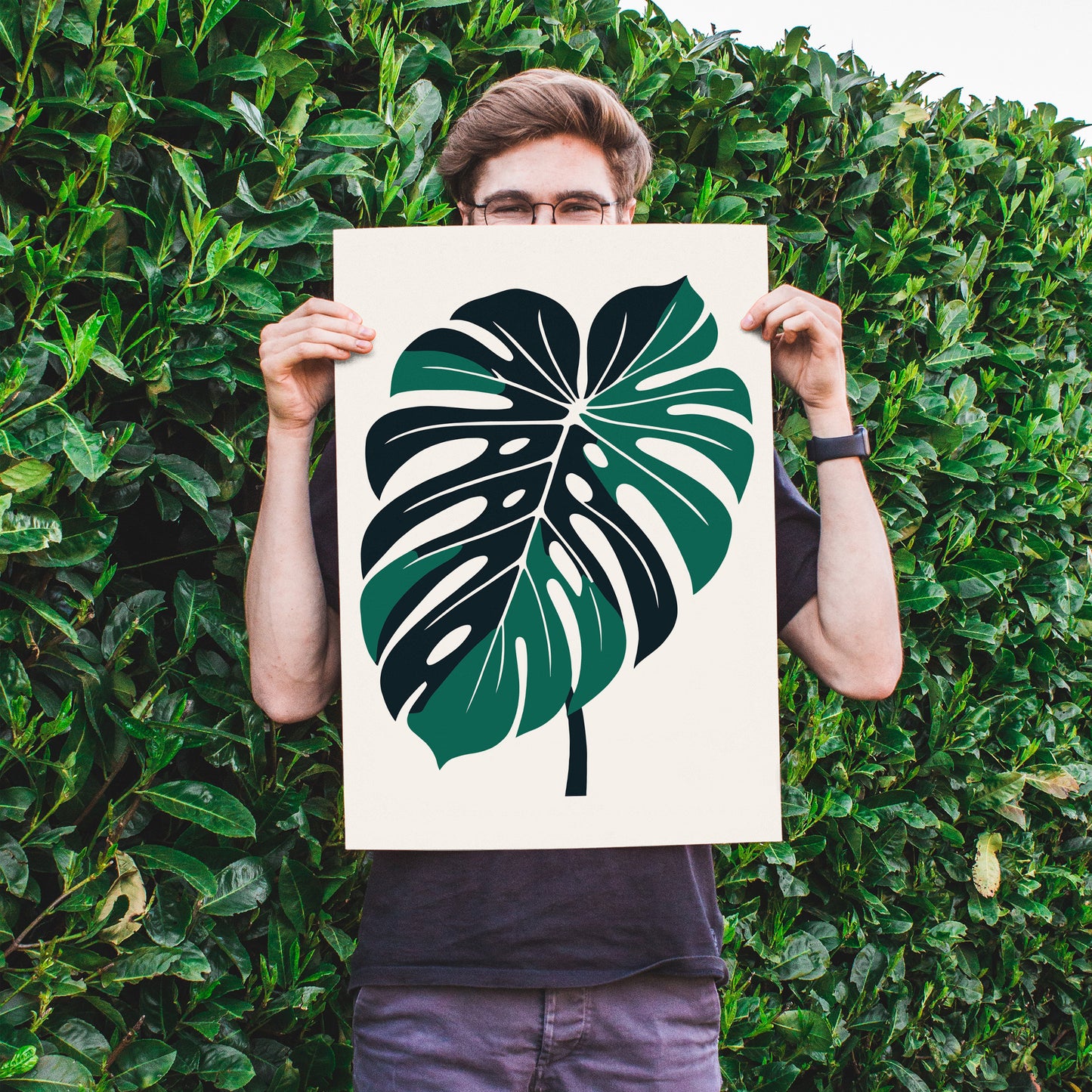 Big Monstera Leaf Nature Print