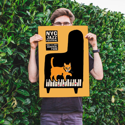 NYC Jazz Festival Cat Piano Poster Print