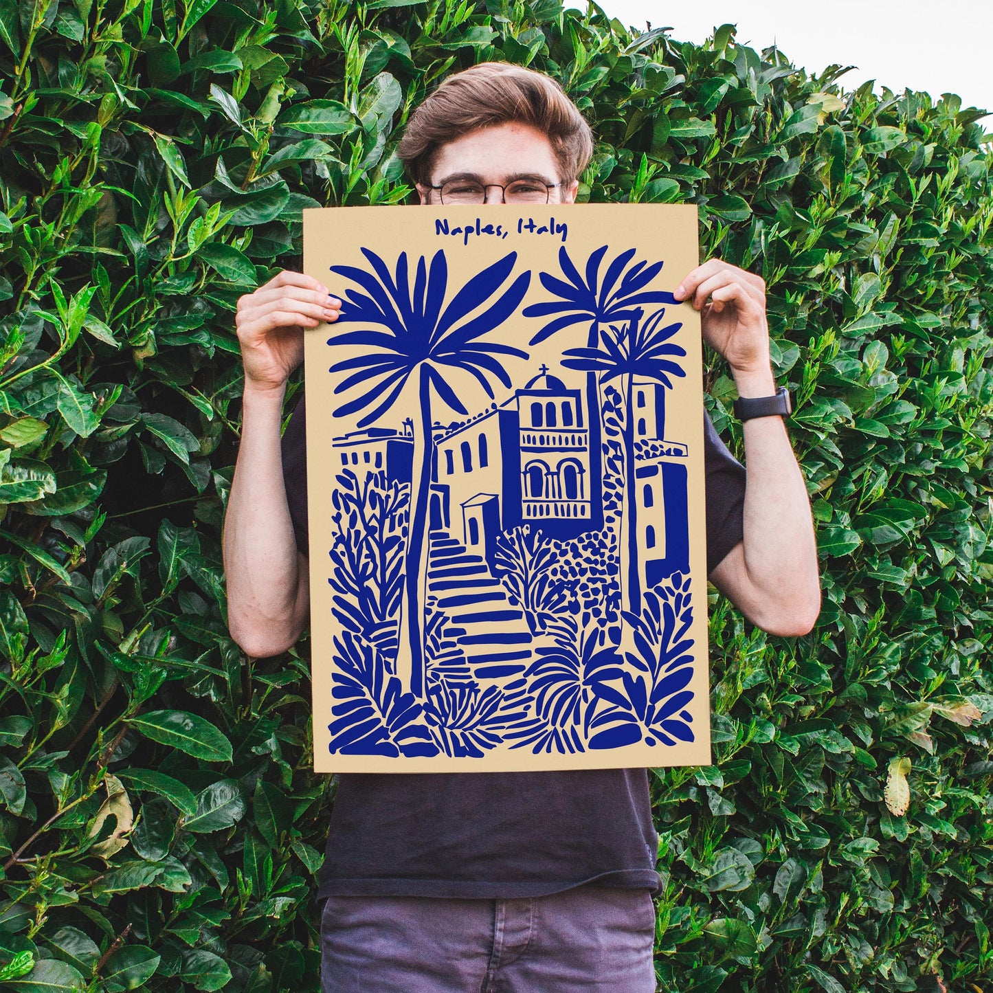 Naples Italy Blue Travel Poster