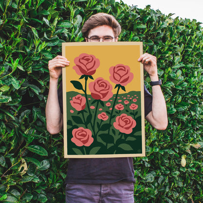 Pink Roses Garden Poster