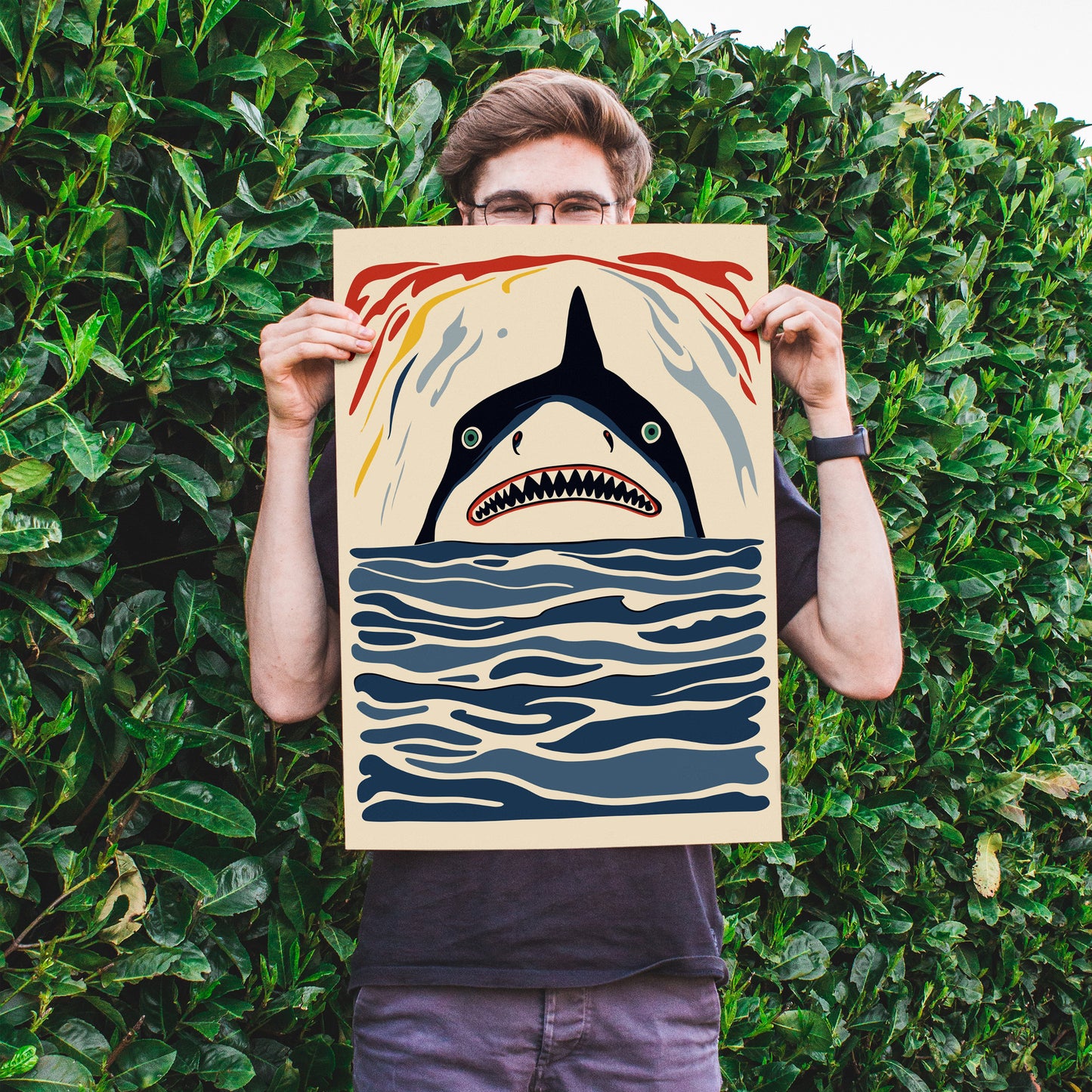 Anxious Shark Quirky Art Print