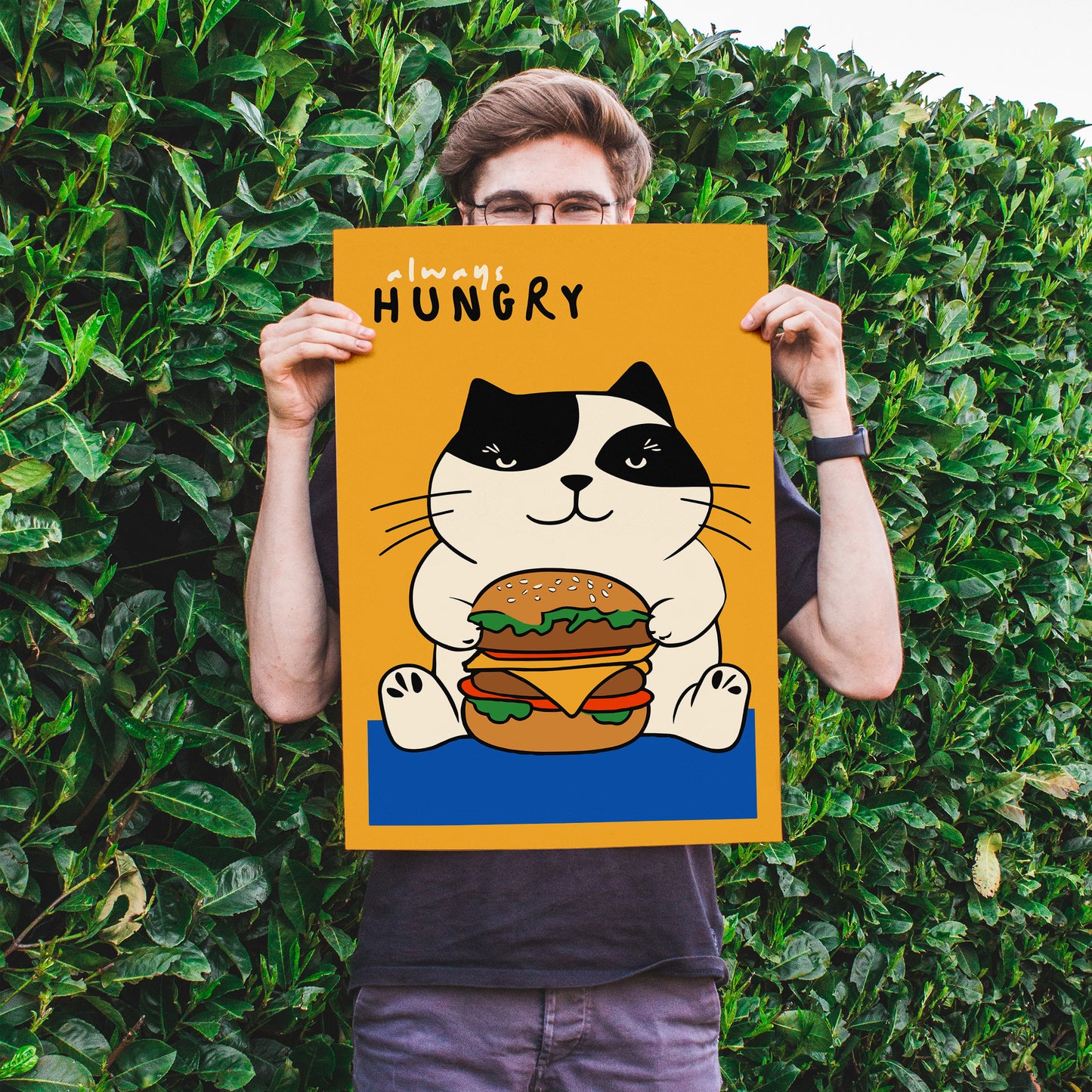 Always Hungry, Funny Cat Art Print