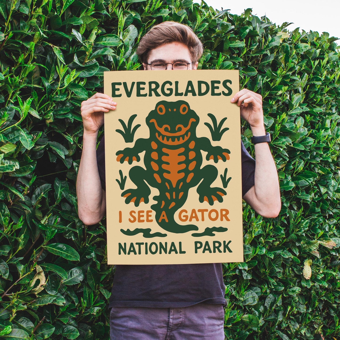 Everglades Gator Retro Poster