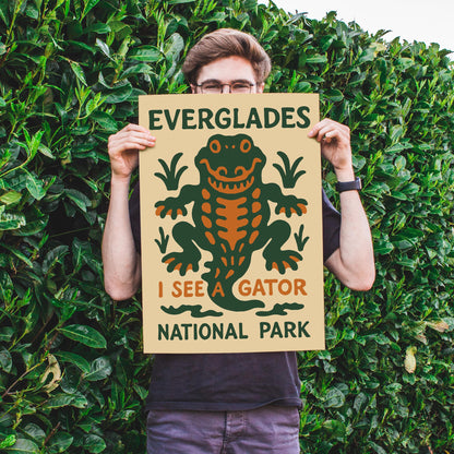 Everglades Gator Retro Poster