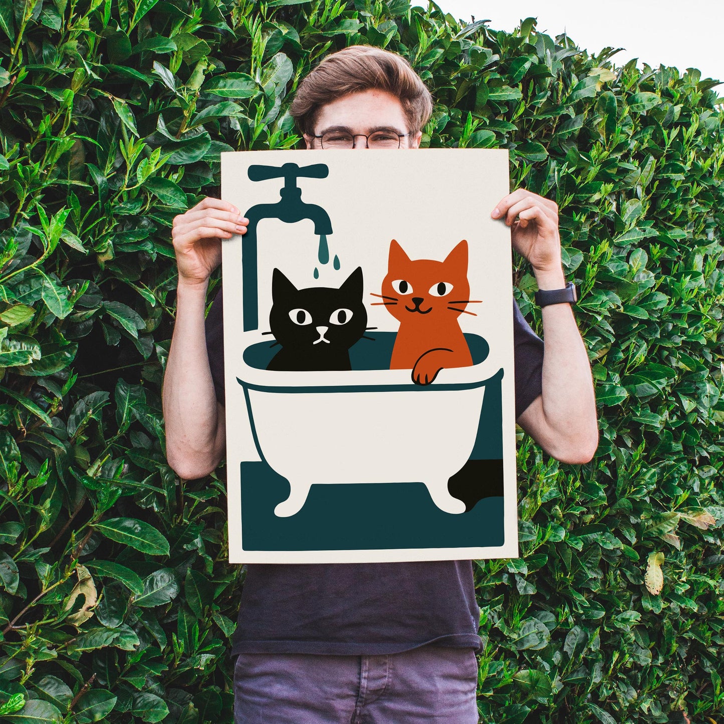 Bath Time Cats Poster Print