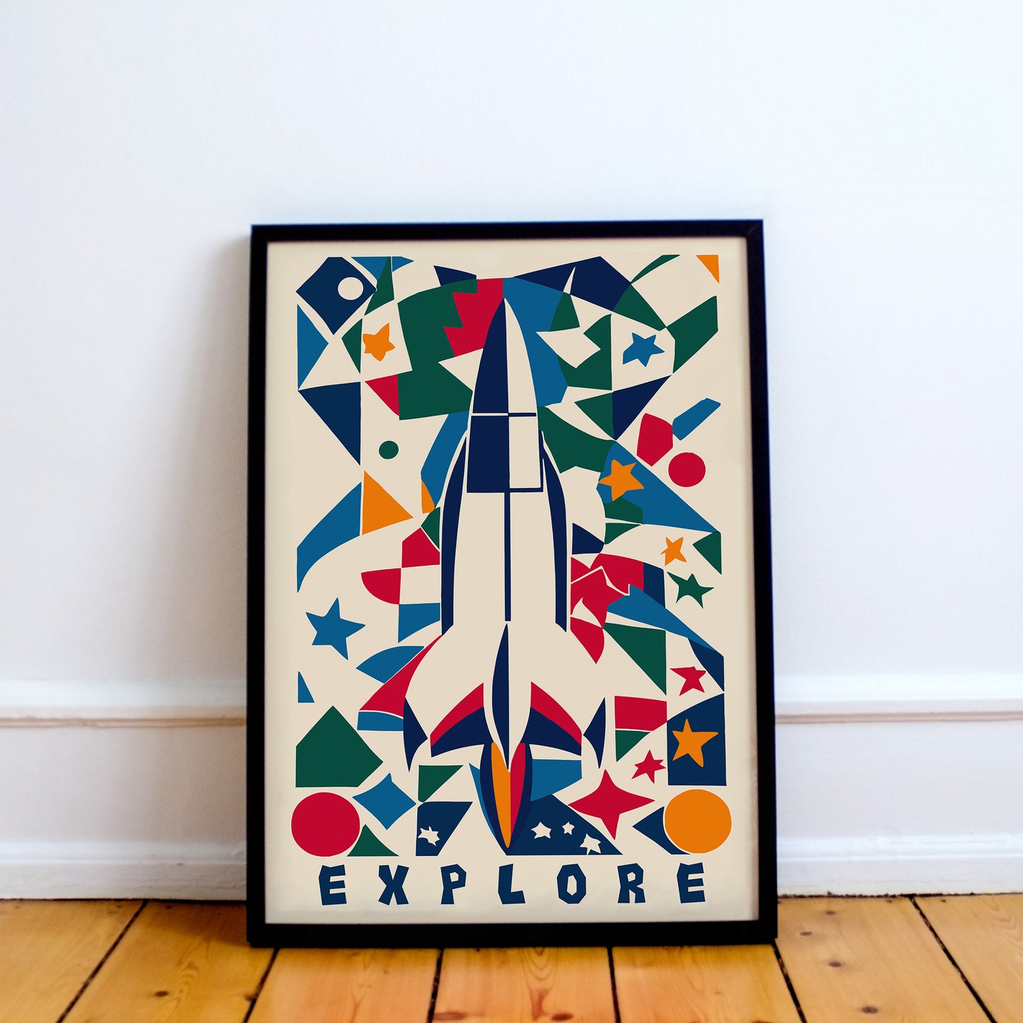 Rocketship, Explore Cosmos Kids Art Print