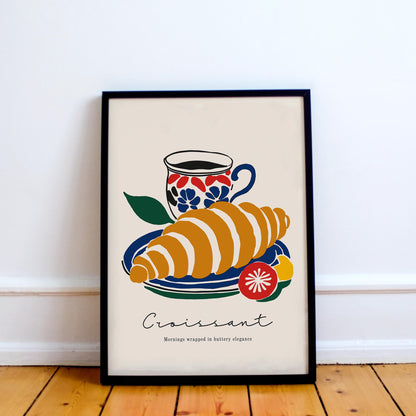 Croissant and Coffee Art Print
