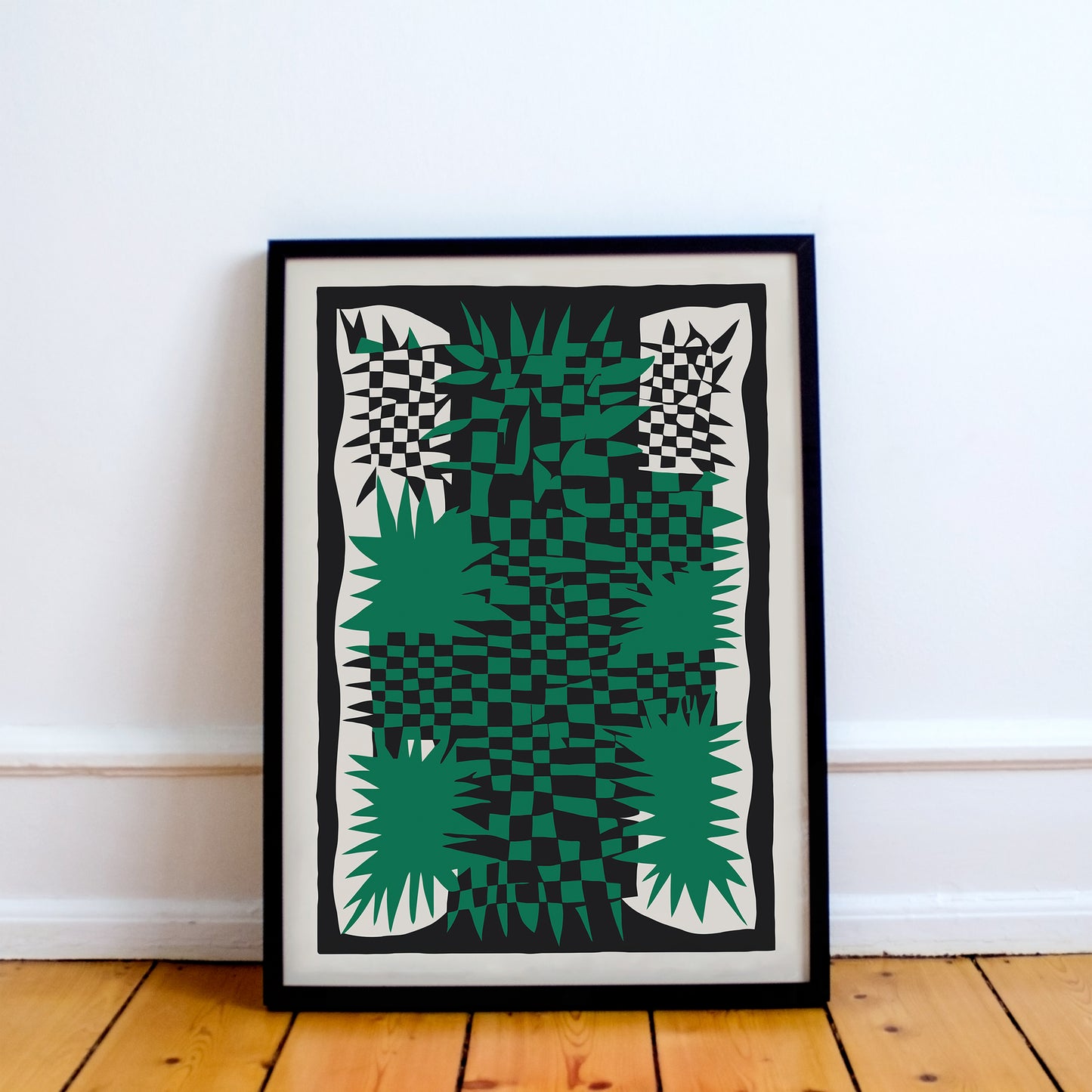 Green Retro Checkerboard Wall Art