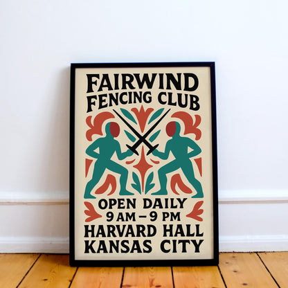 Fencing Club Vintage Poster