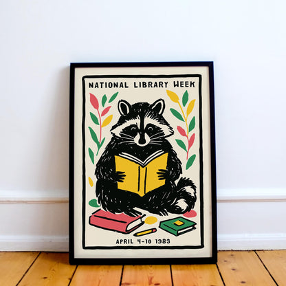 Raccoon Reader Poster