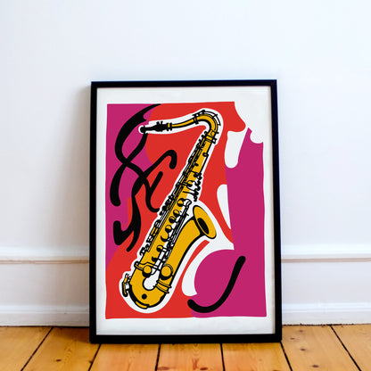 Saxophone Vintage Wall Art Print