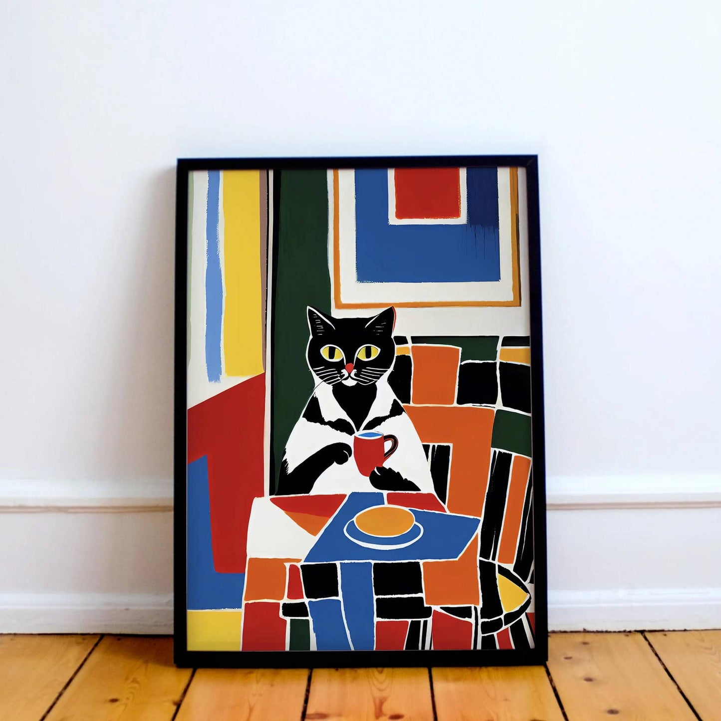 Hipster Cat Barista Wall Art