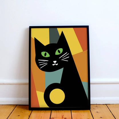 Mid-Century Retro Cat Poster - HypeSheriff