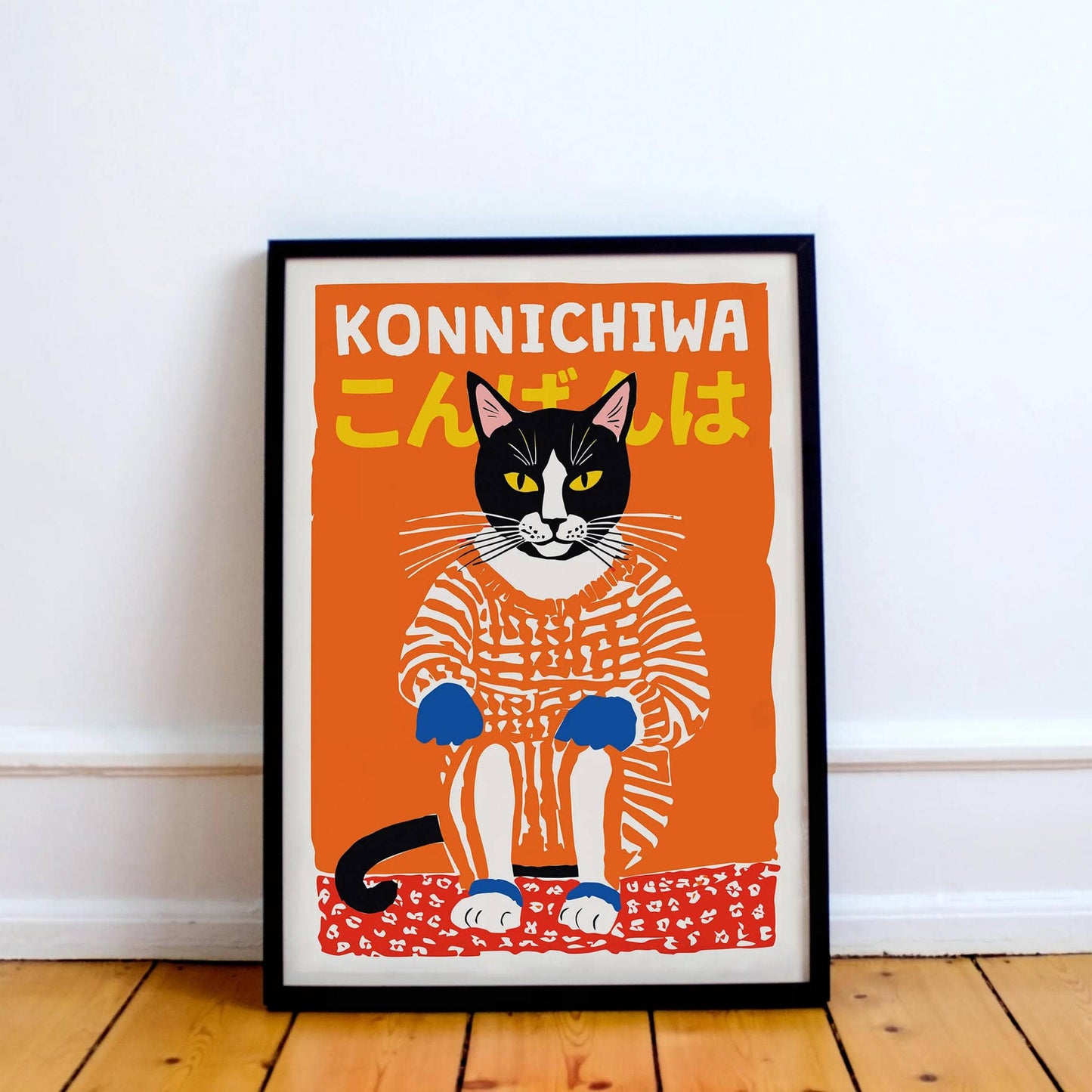Konnichiwa Cute Cat Poster