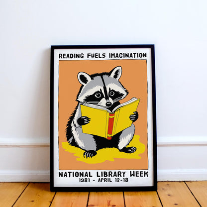 National Library Week Raccoon Poster