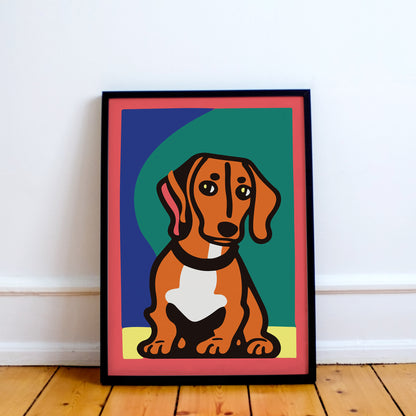 Cute Dachshund Wall Art Print