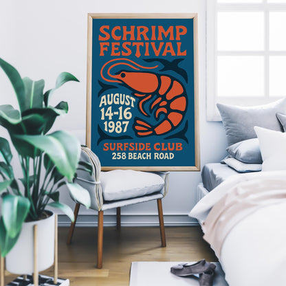 Shrimp Festival Vintage Poster