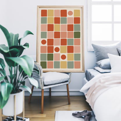 Mid Century Modern Retro Geometric Poster