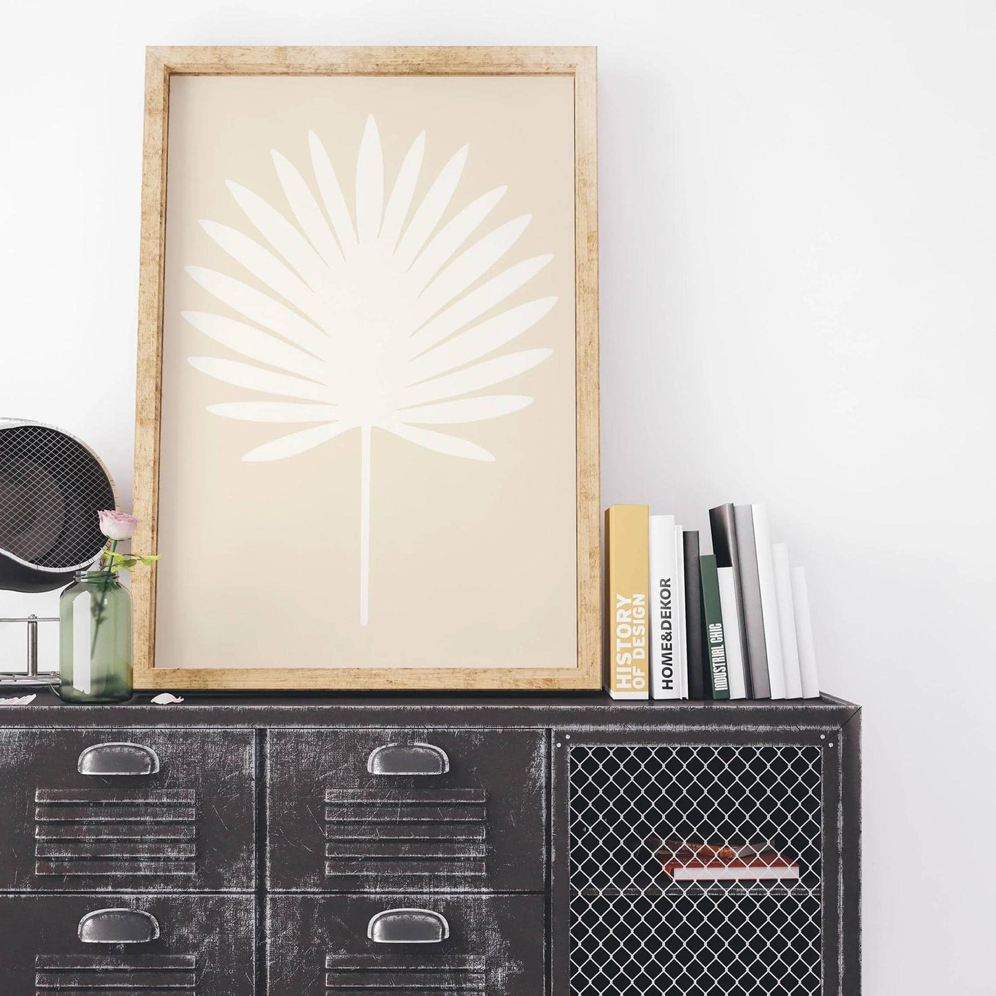 White Palm Leaf Print – Neutral Minimal Wall Decor