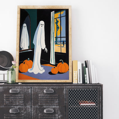 Cute Halloween Ghost Wall Art Poster