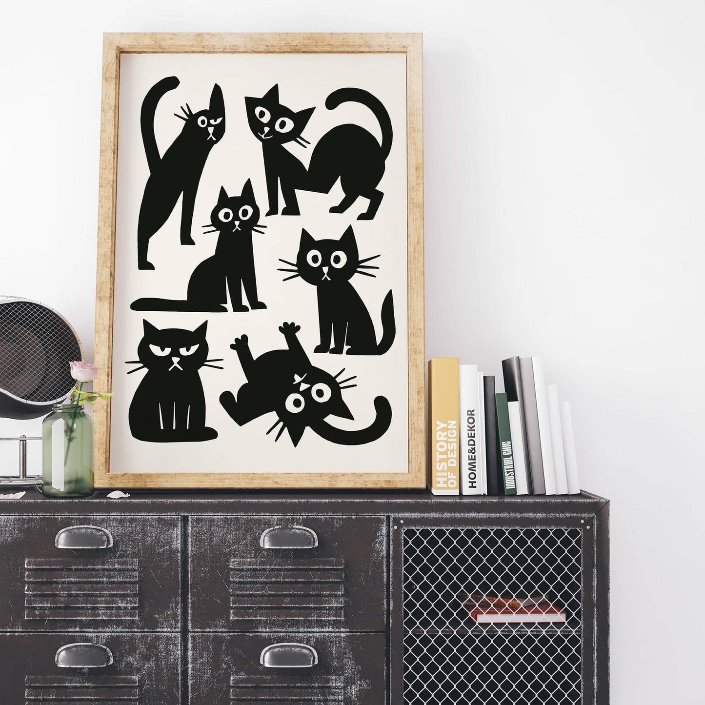 Black & White Funny Cats Print – Modern Wall Decor